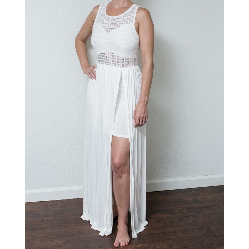 White Full Length Grecian Dress